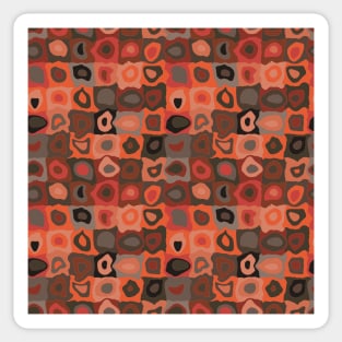 Funky Coffee Shop  - Retro Geometric Wobbly Square Grid Pattern Sticker